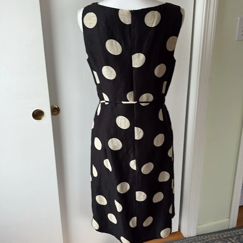 Talbots Linen Silk Polka Dot Sleeveless Dress 10 - Picture 4 of 9